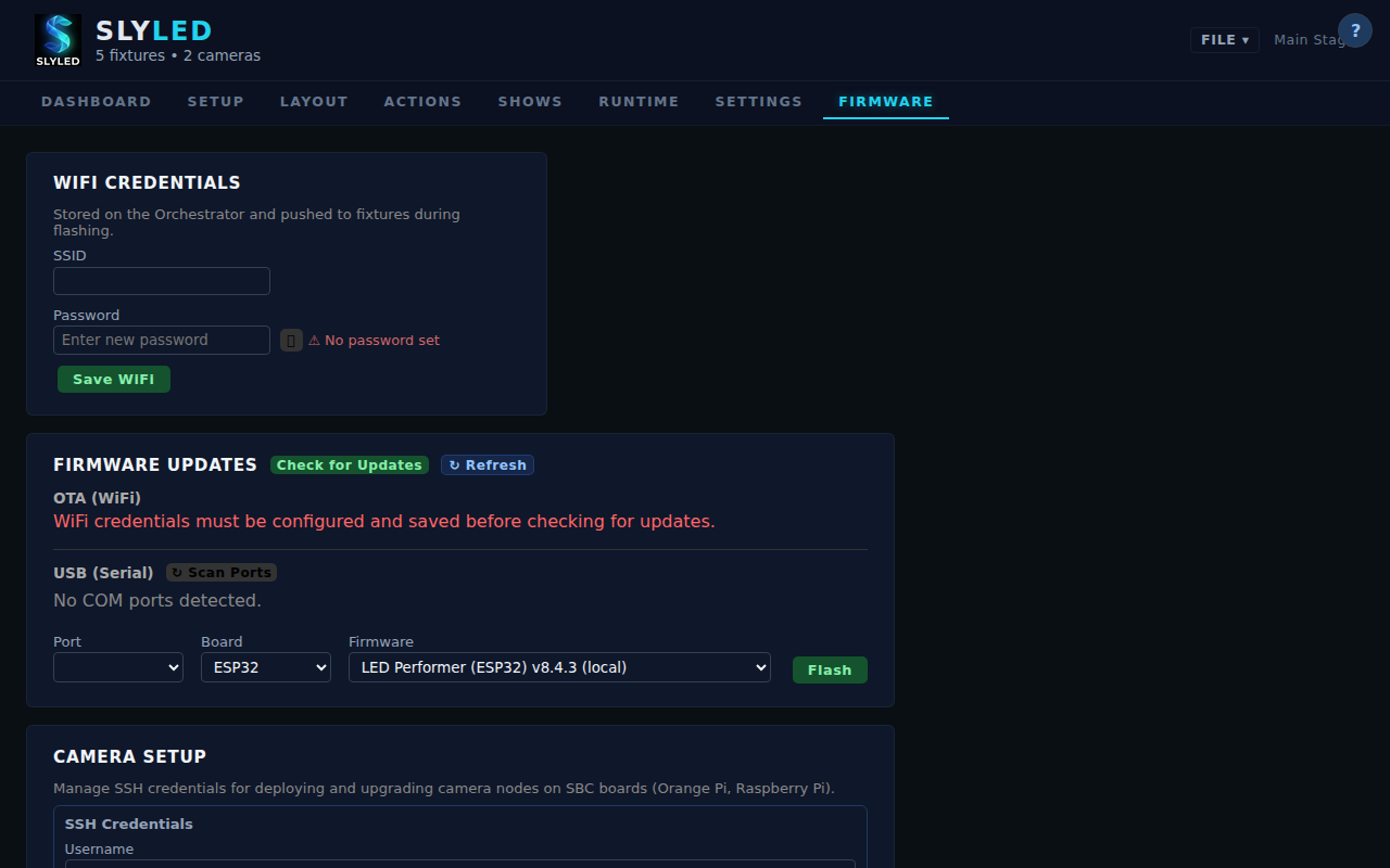 Firmware — OTA updates, USB flash, WiFi management